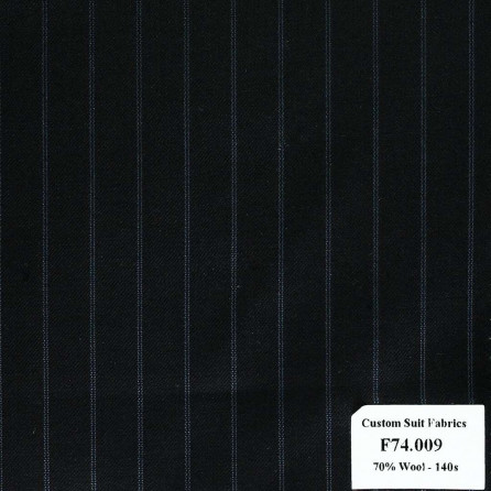 F74.009 Kevinlli V6 - Vải Suit 70% Wool - Đen Sọc